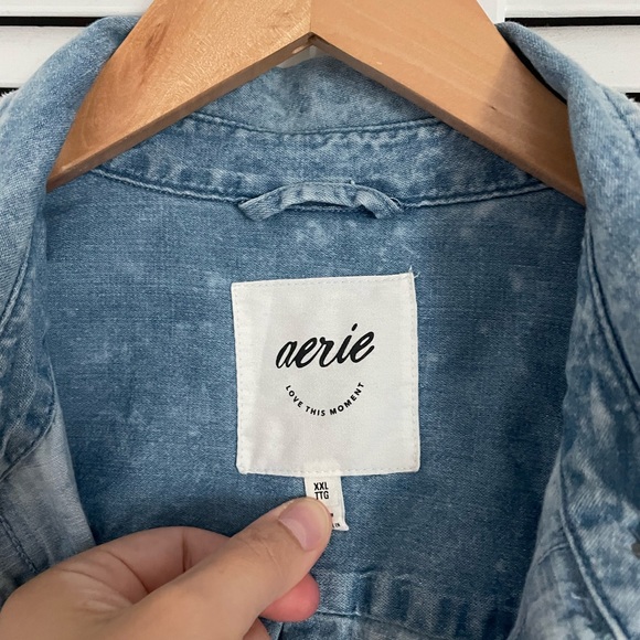 Aerie Lightweight Blue Denim Shirt - Picture 2 of 3